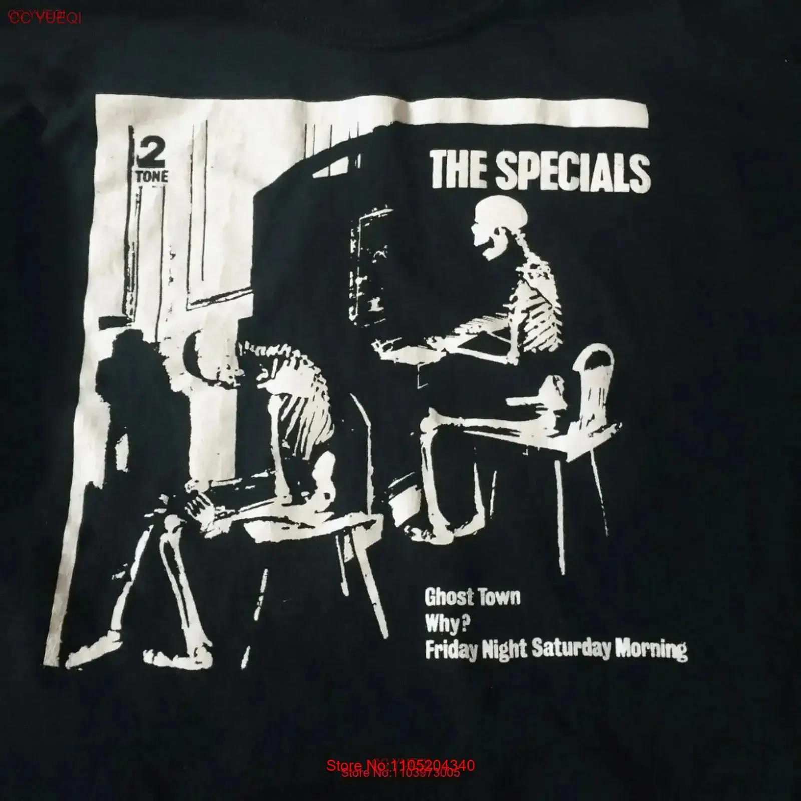 

Футболка с логотипом The Specials Ghost Town Fun, цветная винтажная стираная дышащая уличная одежда унисекс, топ для повседневной носки