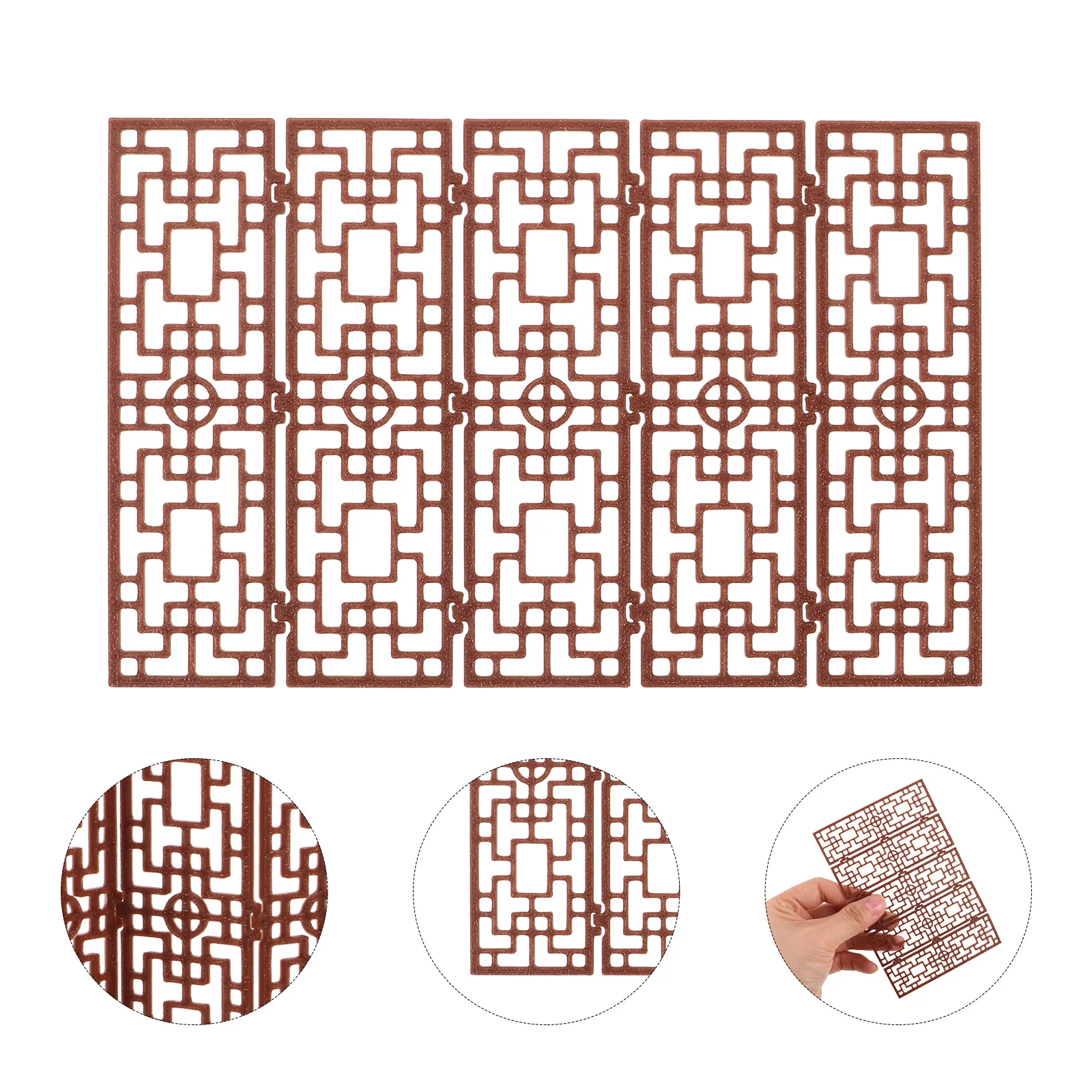 

Mini Chinese Folding Screen 1:20 Scale Vintage Decorative Room Divider Brown Desktop Ornament Dollhouse Furniture Accessories