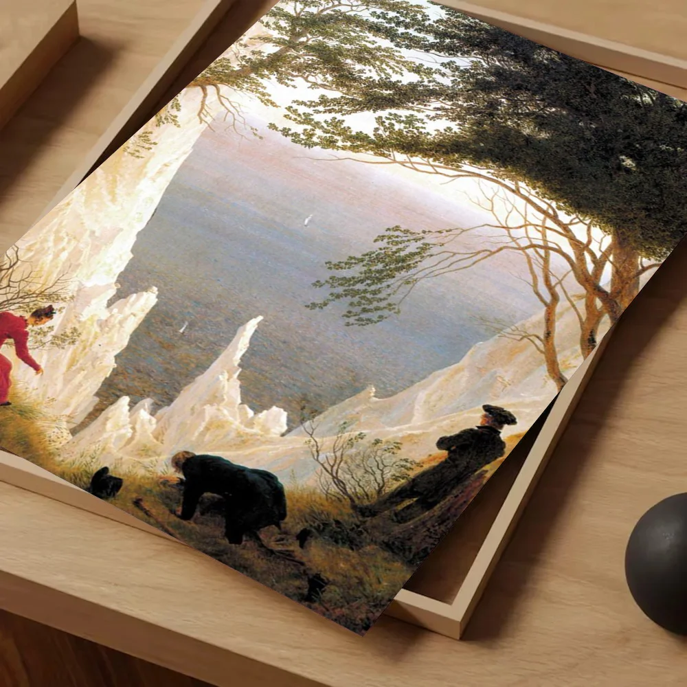 1pc Caspar David Friedrich 포스터 자기 접착 아트 방수 종이 스티커 커피 하우스 바 룸 벽 장식