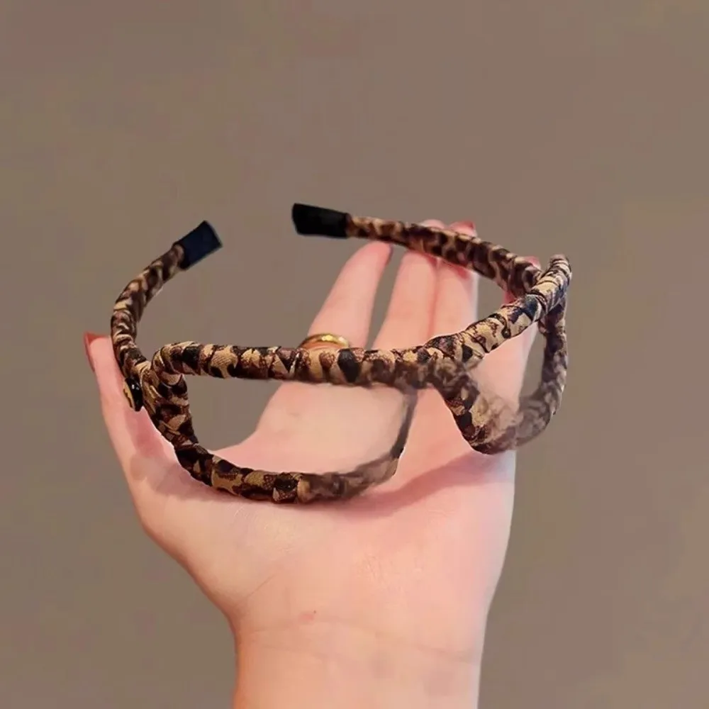 

Повязка на голову 2-в-1 с леопардовым принтом и очками, коричневая, для женщин