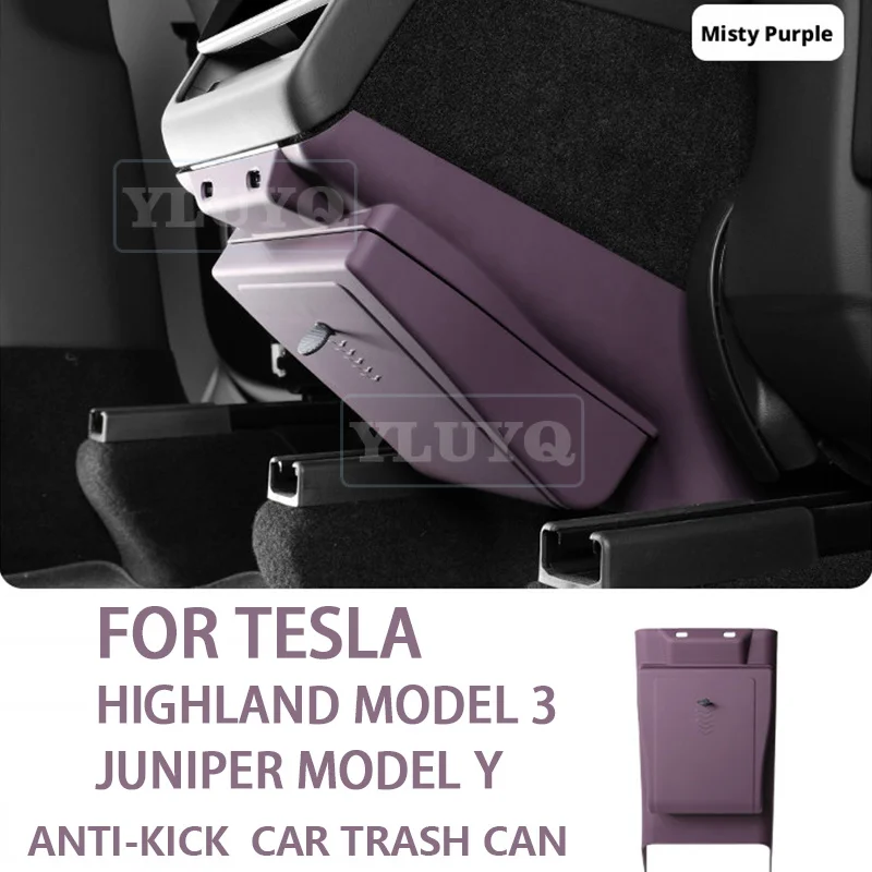 

2026 For Tesla Juniper Model Y Highland Model 3 rear row storage box organizer car trash can kickproof panel accessories