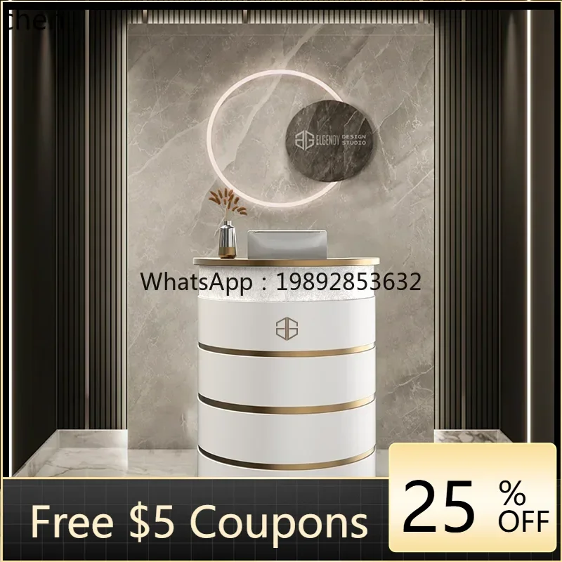 

Z3 Beauty salon reception table light luxury semicircle checkout page company front desk welcome desk