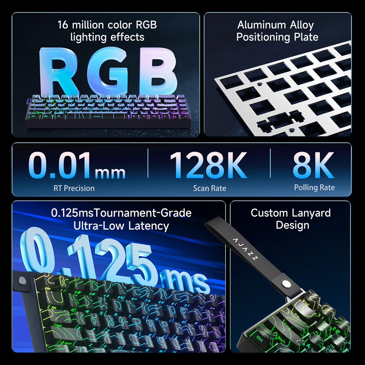 Ajazz AK680 V2 Gaming Magnetic Switch 8K Polling Rate RGB Lighting