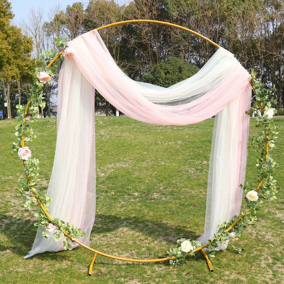 Wedding Metal Arch Garland Rustic Round Backdrop Stand Wedding Party Favors Birthday Party Decoration Circle Balloon Arch Frame