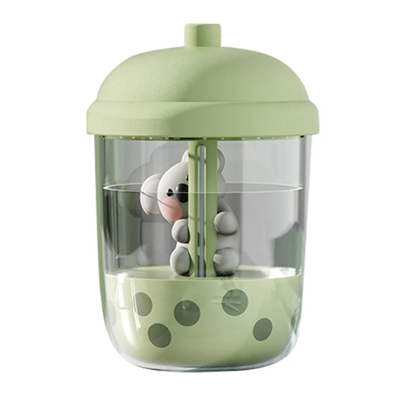 1 Pcs New Cute Koala Milk Tea Cup Humidifier High Fog Household Small Portable Desktop USB Mini Perfume,Green