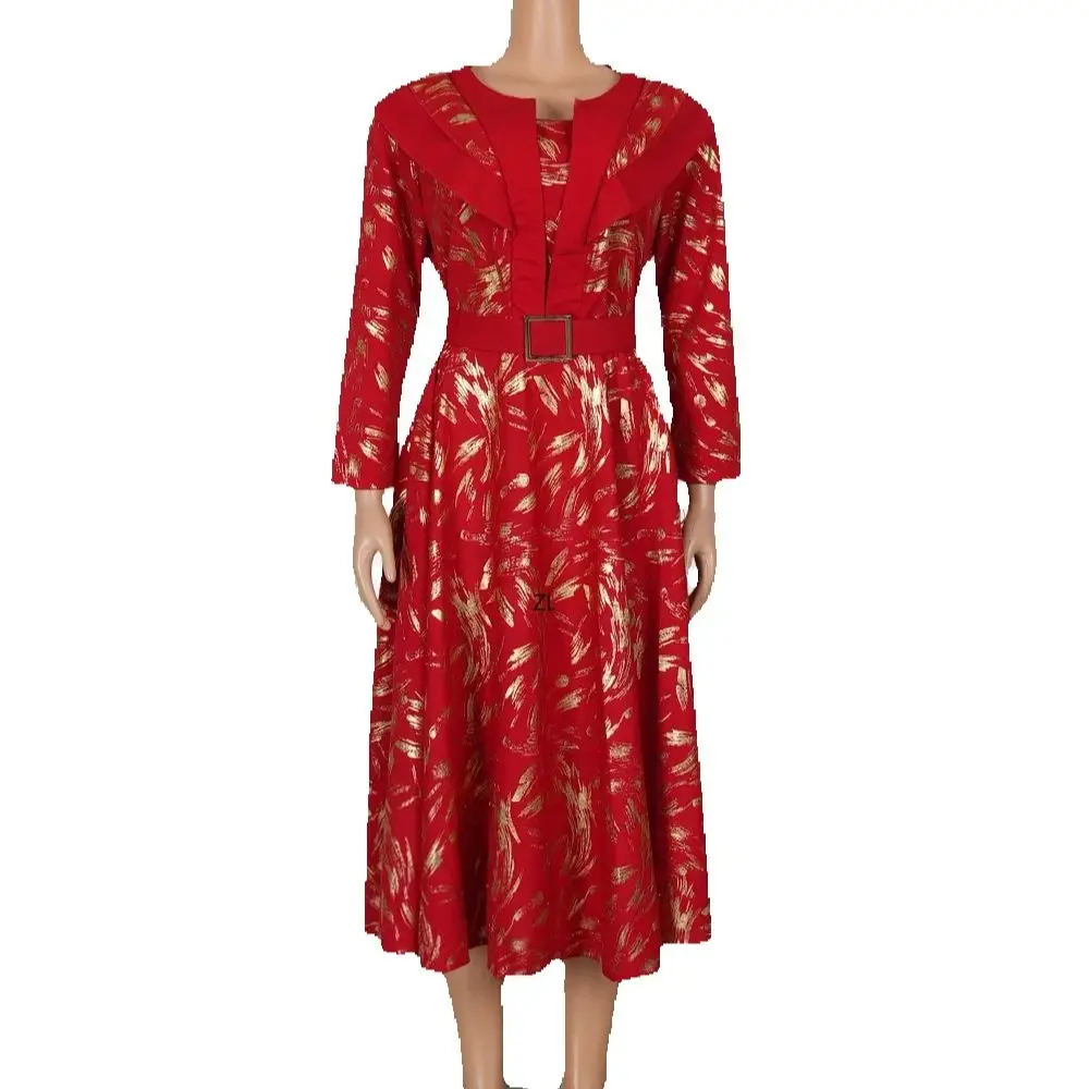 

Африканское женское летнее повседневное платье, роскошное свадебное платье с принтом Турции на день рождения, элегантная юбка-миди трапециевидной формы