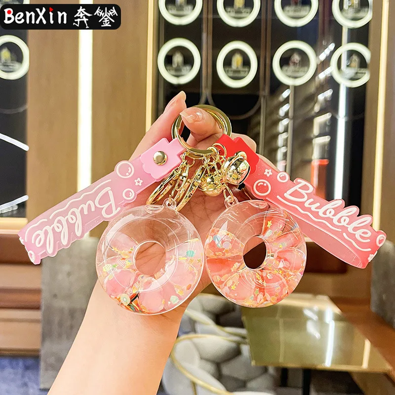 2025年ミンソオイルインオイル発光ドーナツキーホルダー、流砂カーペンダント、絶妙なバッグアクセサリー、クレーンゲーム景品