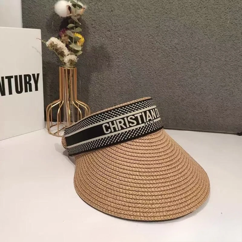 Chapéu de palha ao ar livre feminino versão coreana vazio cartola carta moda sombra chapéu de palha praia boné chapéu de sol
