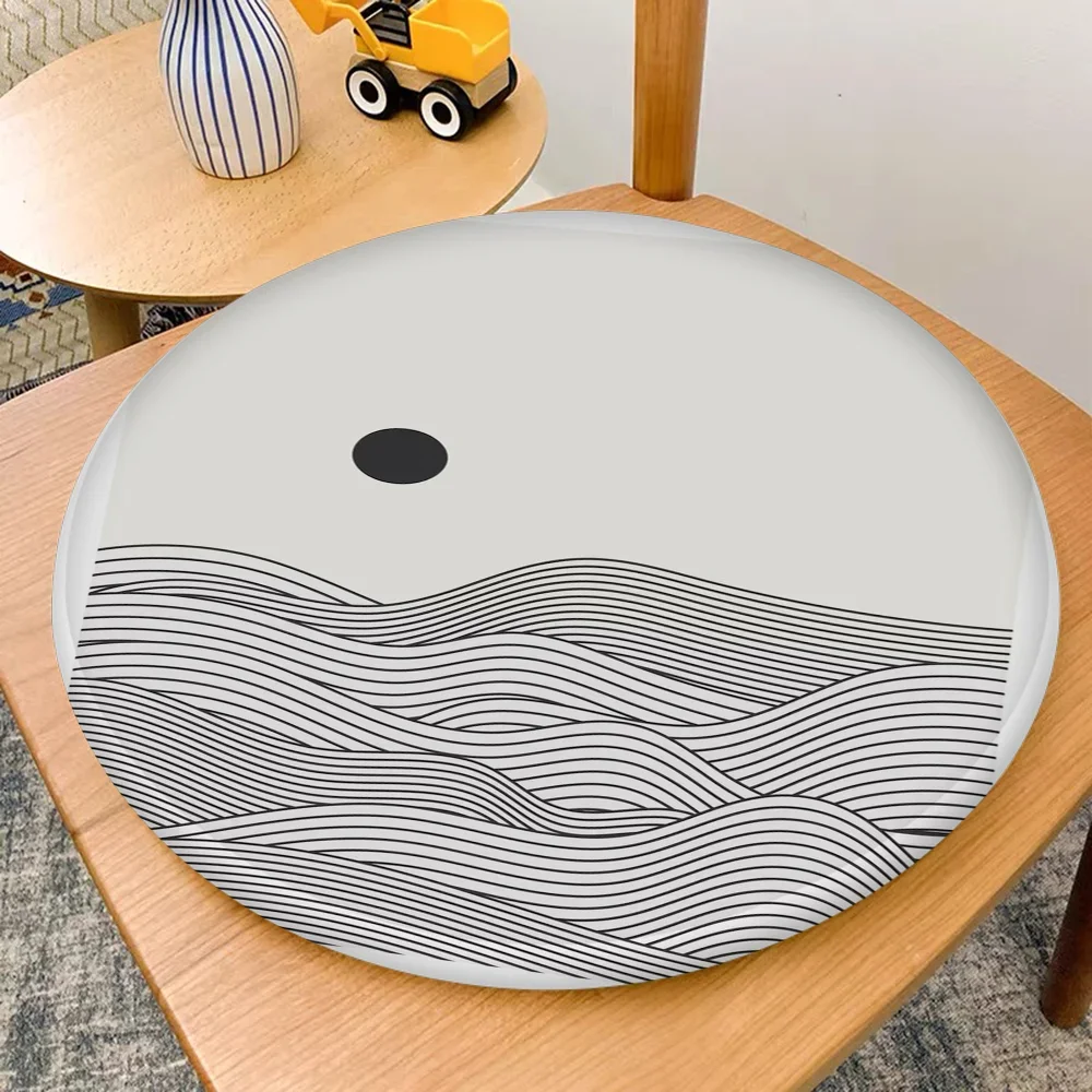 Crescent Moon Ocean Wave Art Print Round Chair Mat Soft Pad Seat Cushion For Dining Patio Home Office Indoor Outdoor Garden Mat