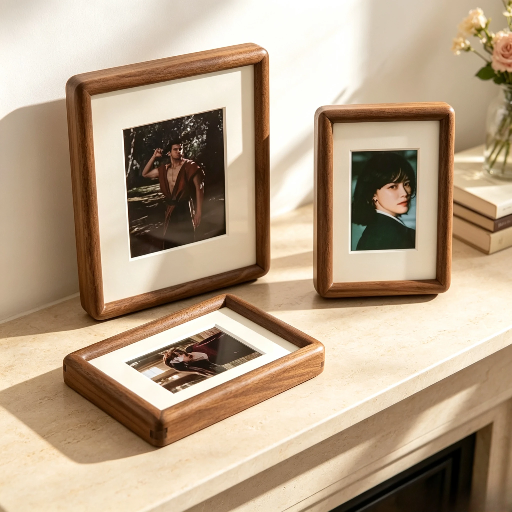 Black Walnut Wood Mortise & Tenon Photo Frame 6 7 8 10 Inch Tabletop Display Advanced Solid Wood Picture Frame DIY, Customized