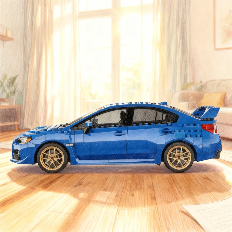 

7865 деталей MOC Subaru Impreza WRX Sti: Модель-конструктор в стиле пиксель-арт. Креативный подарок для сборки и декора. Премиум-набор для взрослых и детей.