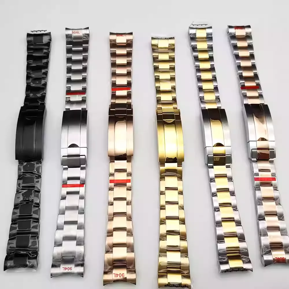 316L Stainless Steel Watch Band 20mm, Solid Micro Adjustable Bracelet with Foldover Clasp, Sub Style Dive Watch Strap, 5 Colors
