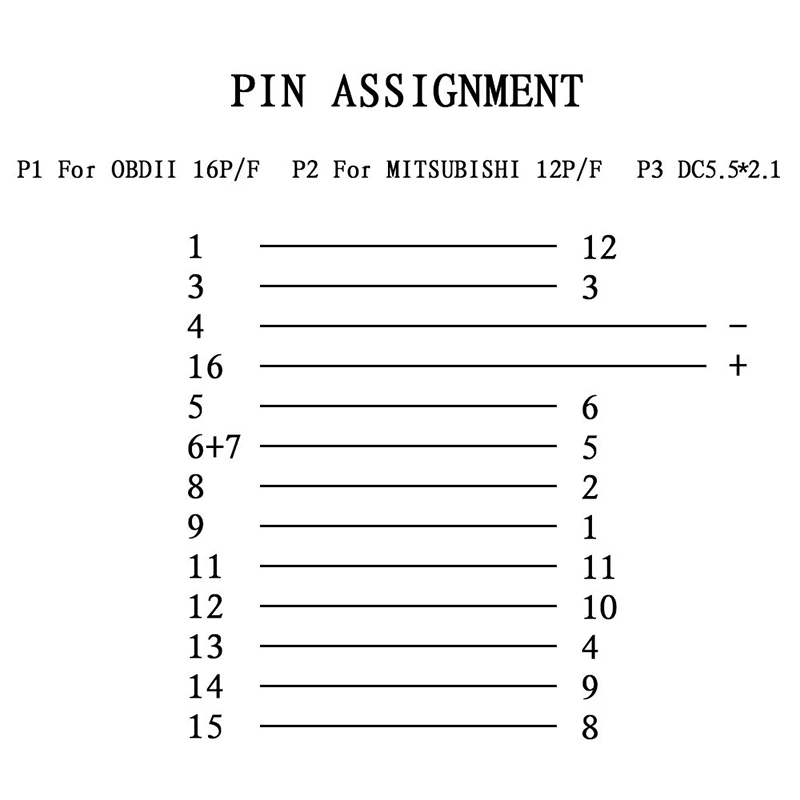 

OBD Diagnostic For Mitsubishi 12Pin To OBD2 16Pin Connector Adapter OBD2 Connect Cable With Power Adapter
