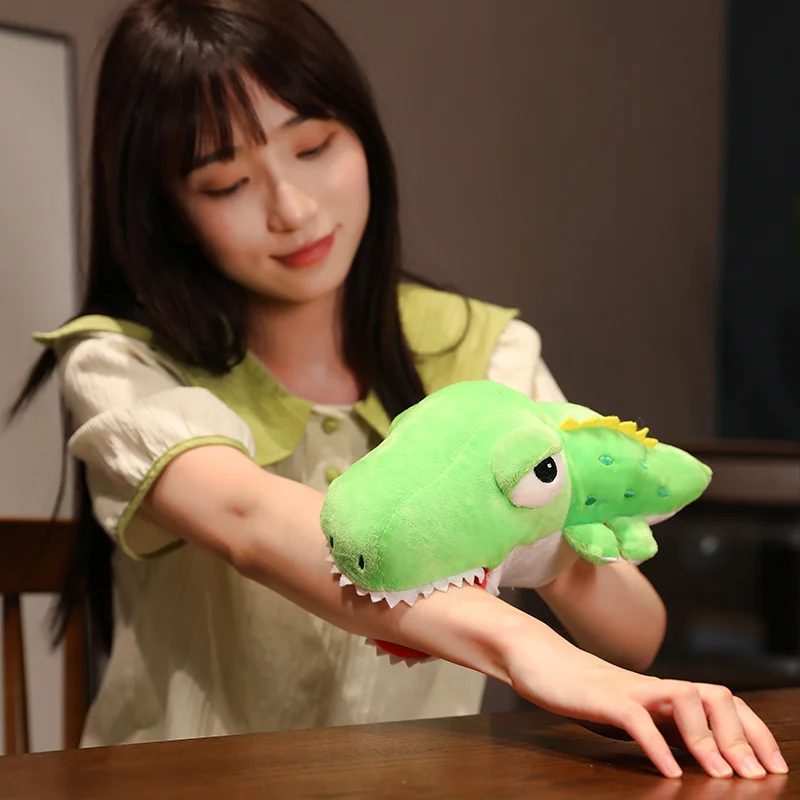 Ozean Serie Plüsch Handpuppe niedlichen Tier Chamäleon Krokodil Hai Blauwal Clown fisch Tintenfisch gefüllt beruhigen Baby Spielzeug Junge – Detail 7