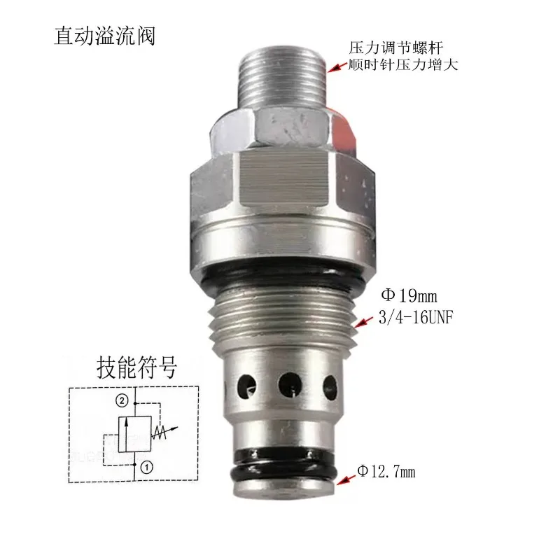Threaded Cartridge Hydraulic Relief Valve YF06‑00 Adjustable 350Bar Hex / Handwheel Adjust For Overload Protection System