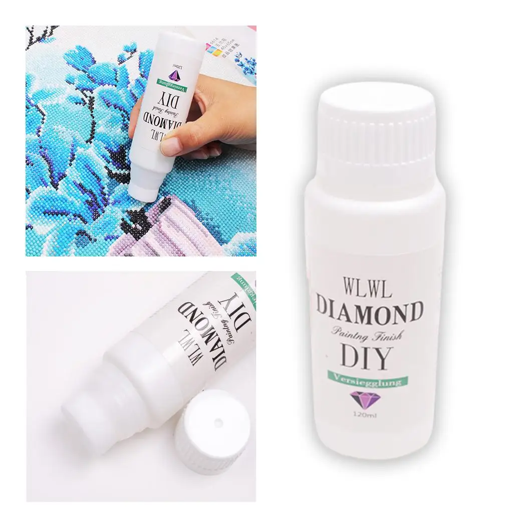 Diamond Painting Glue Sealer for Art Crafts High Gloss Shine Effect Permanent Hold 120ml Instant Dry Protective Fixative