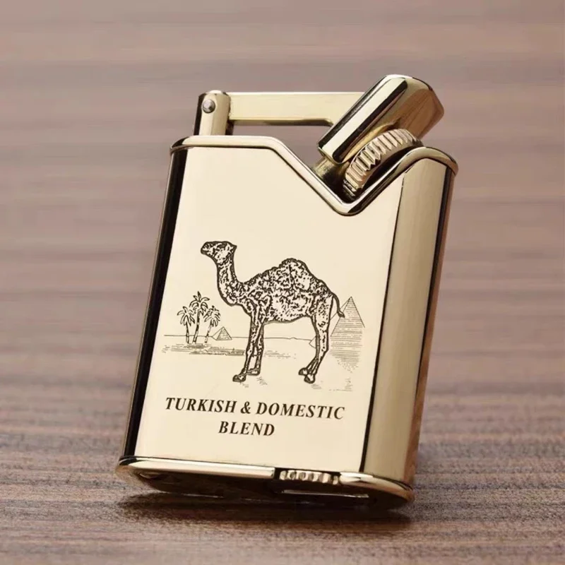 

Персонализированная ретро-зажигалка из чистой меди на керосине с косым колесом и боковым поджигом, необычный аксессуар для курения для мужчин