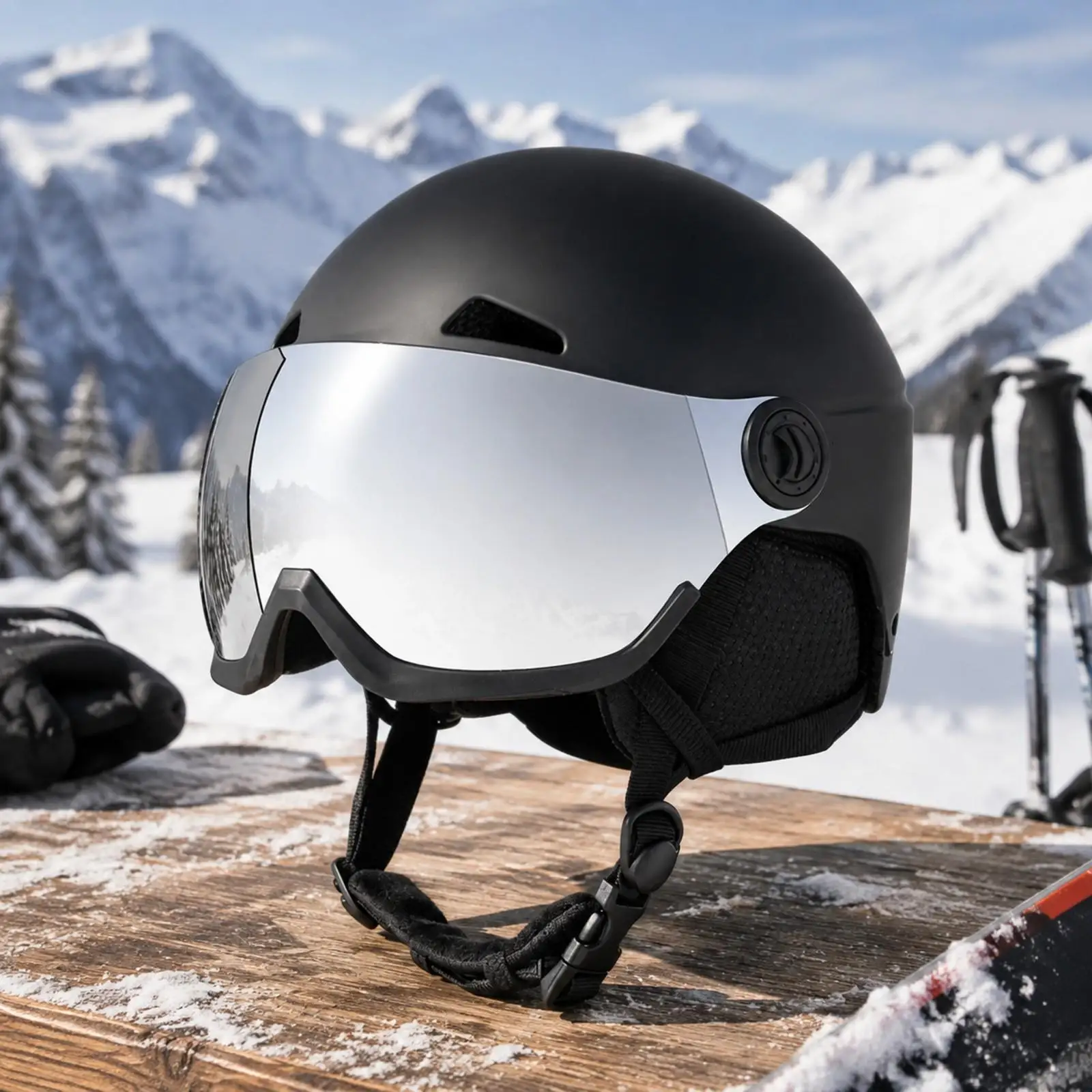 Snow Ski Helmet with Goggle Visor Winter Protective Gear Adjustable Fit Soft Lining for Men Women Snowboard
