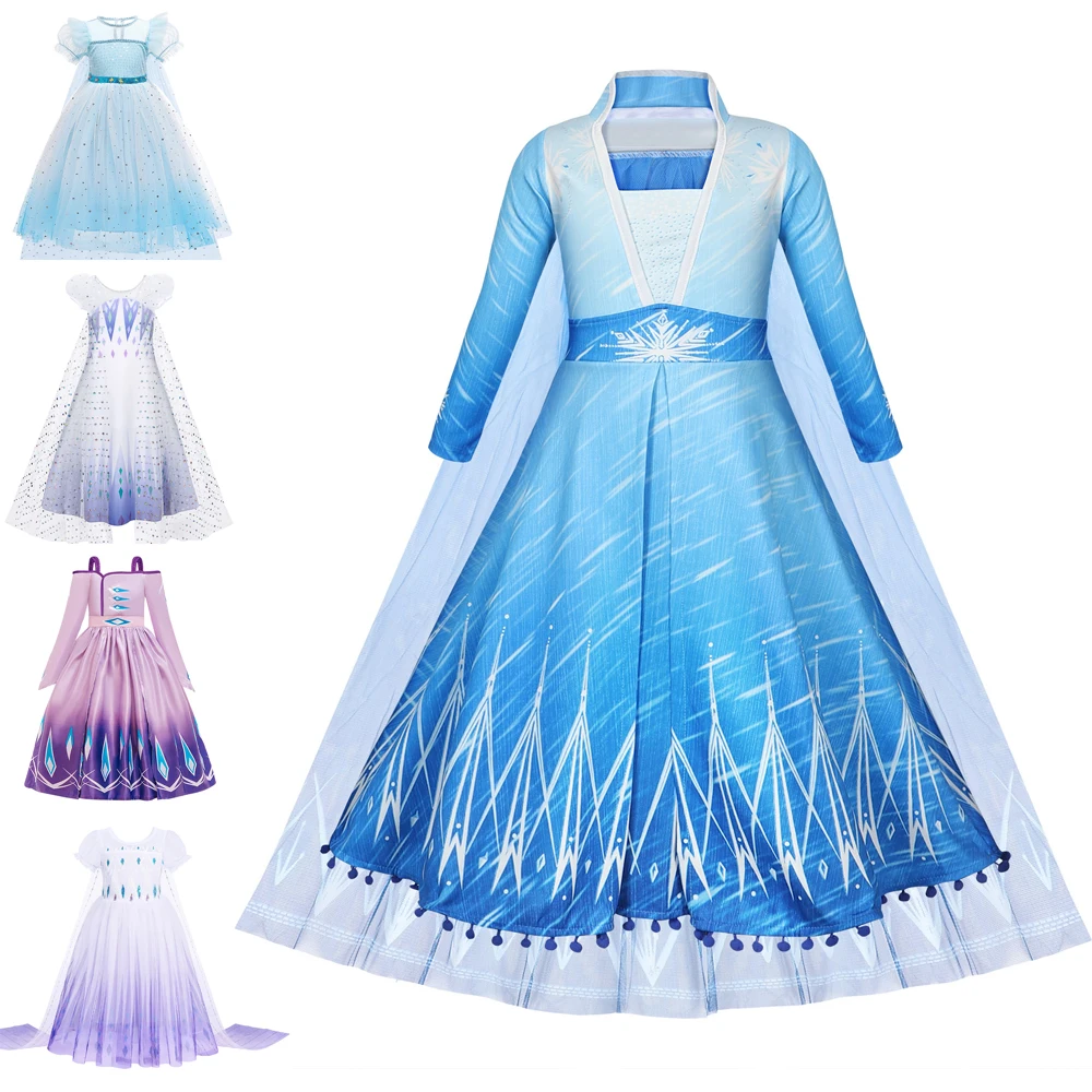 Jurebecia Girls Elsa Princess Costume Dresses Kids Halloween Anna Dress Up Frozen Cosplay Party Christmas Outfit