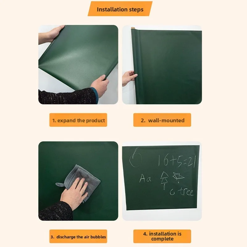 

Static Adsorption Blackboard Sticker No Damage Wall Easy Erase Reusable Kids Graffiti Drawing Wall Decor with Chalk