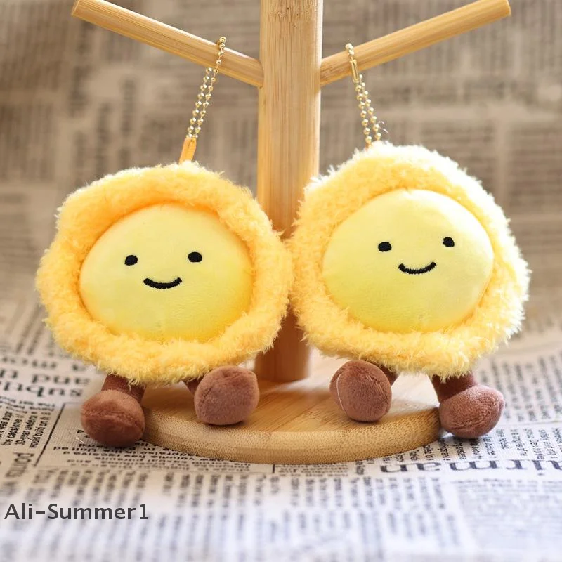 

【E】1 Piece Lovely Soft Fried Egg Fashion Creative Pendant Toys Cute Egg Tart Sun Doll Keychain Home Decoration Holiday Kids Gift