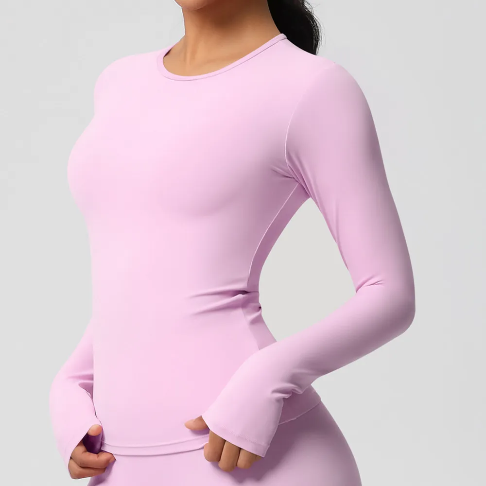 Yoga Shirts Women Long Sleeve Tops Fitness Running Gym Clothes Workout High Elastic Sports Athletic Crop Tops XP260 image 2