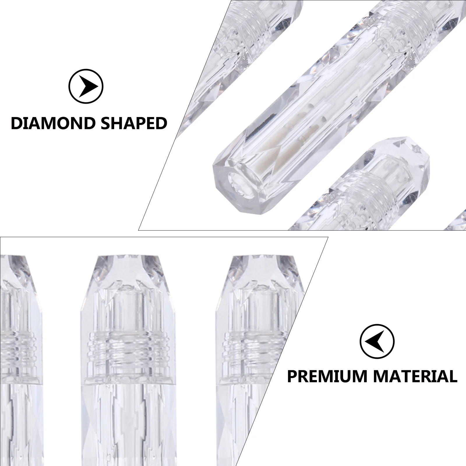 15Pcs Lip Gloss Tubes Diamond Shape Clear Refillable Containers Portable Leakproof Lip Color Storage Travel Makeup