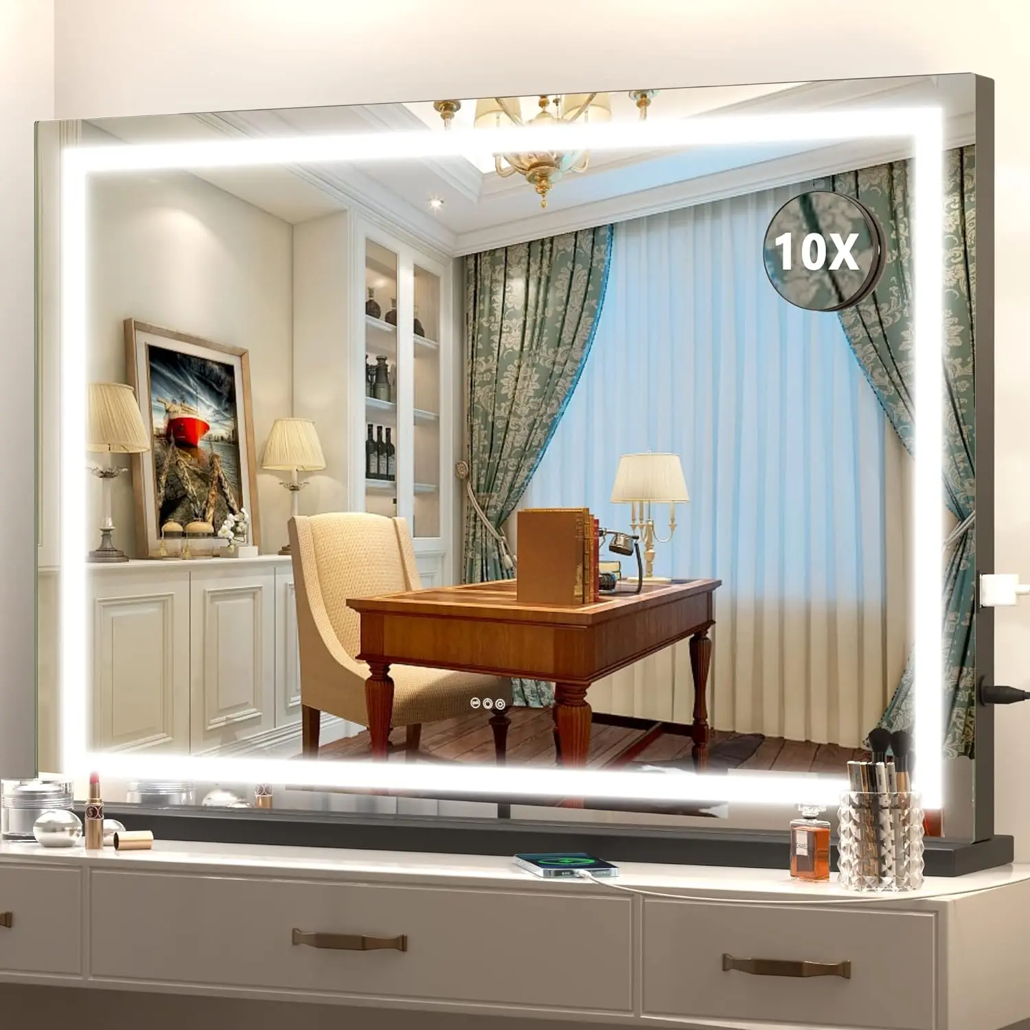 

Hasipu Vanity Mirror with Lights,Lighted Makeup Mirror with Dimmable 3 Modes, 32" x 22" LED Makeup Mirror, Touch Screen Control