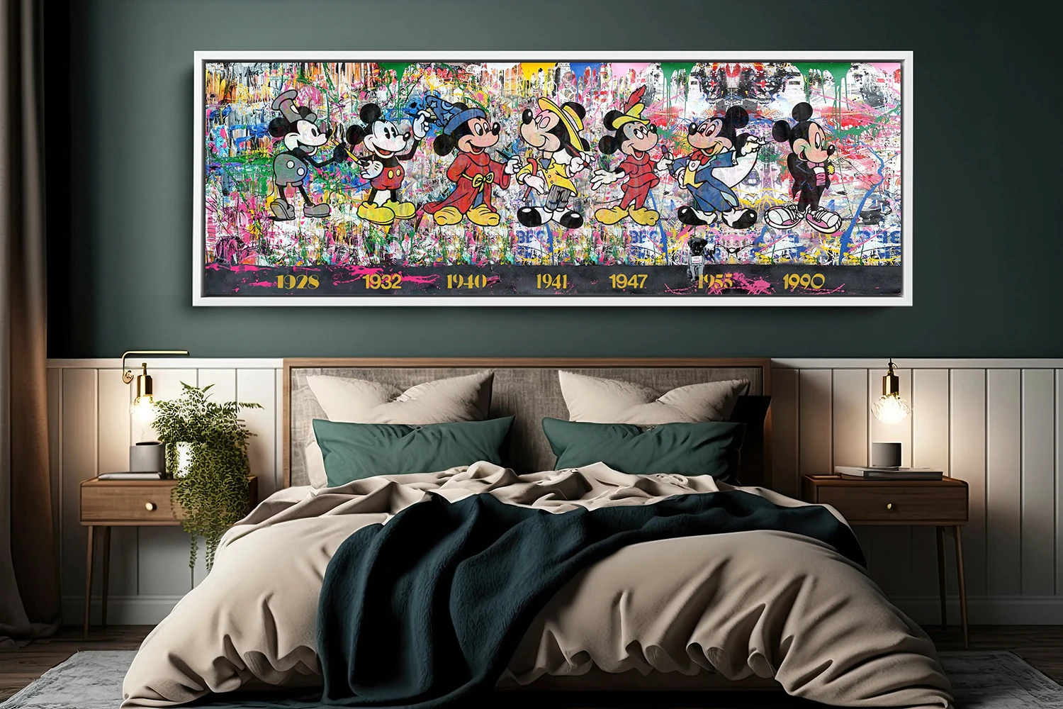 

Disney All Time Mickey Mouse Graffiti Poster Street Pop Art Canvas Painting Prints for Living Room Bedroom Home Decor