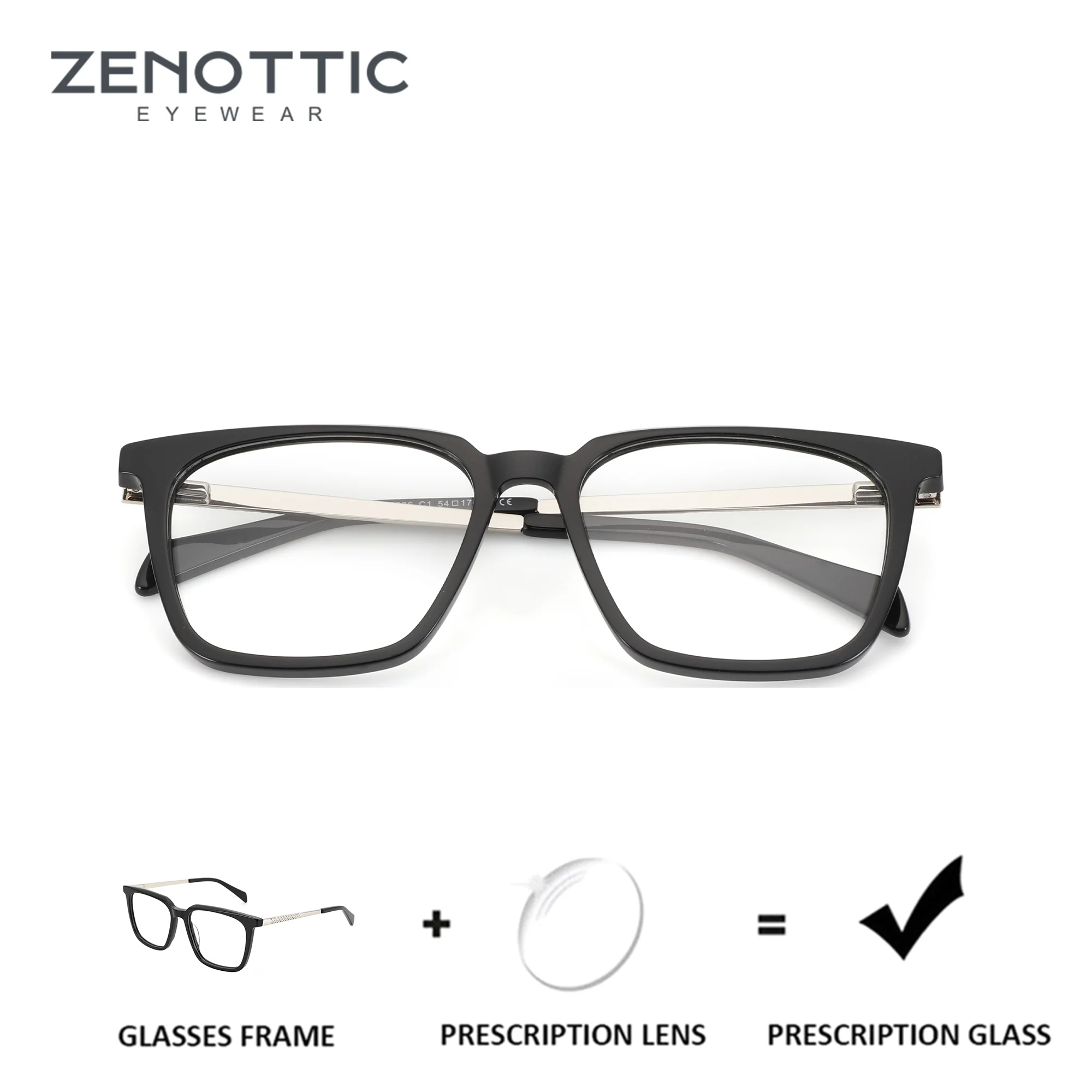 

Очки ZENOTTIC (размер L) квадратной формы из ацетата, прогрессивные оптические очки для женщин, фотохромные линзы с защитой от синего света