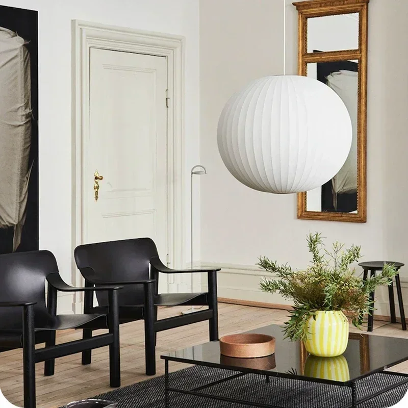 

Nordic Minimalist Creative Lantern Suspension Luminaire Silk Ball Living Room Dining Room Bedroom Home Decoration Pendant Light