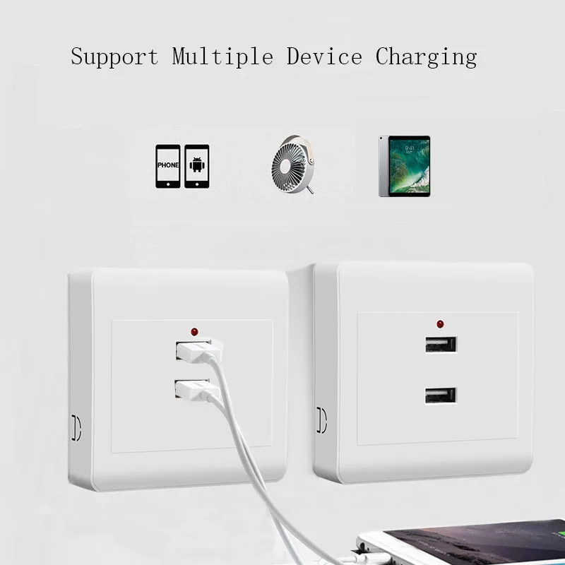 86 Type USB Electrical Socket 2/4 Ports for Home Office Wall Mounting Charger Station Power Adapter Plug Outlet 220 to 5V