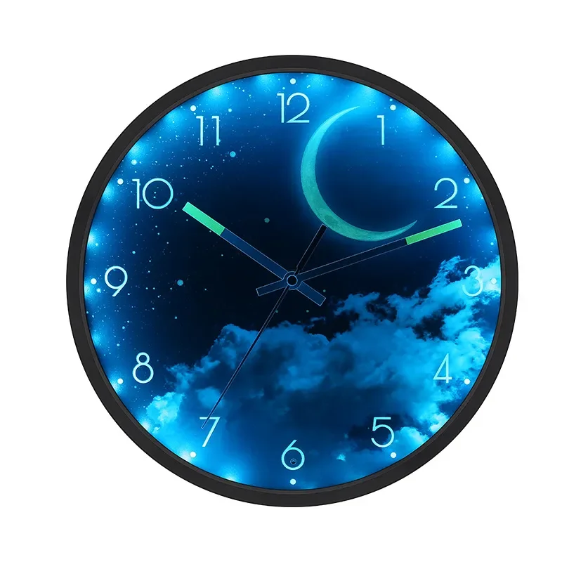 Intelligent Voice-Activated Luminous Wall Clock for Living Room Home Decor Luxury Quartz Silent Creative LED Wall-Mounted