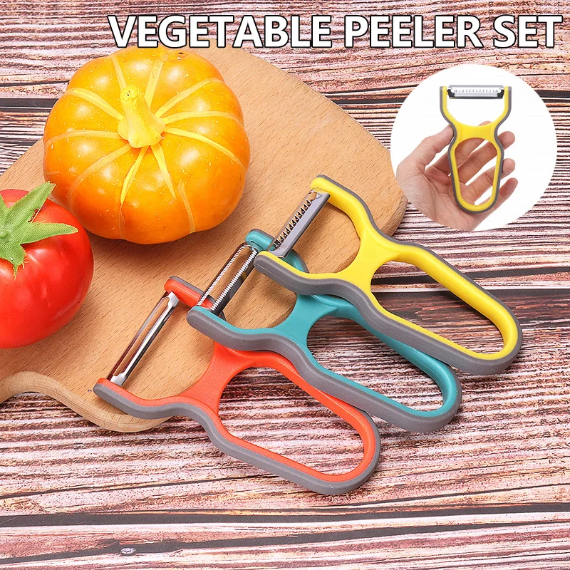 3PCS Vegetable Peeler Set For Potato Fruit Non-Slip Home Kitchen Peeling Tool Random Color