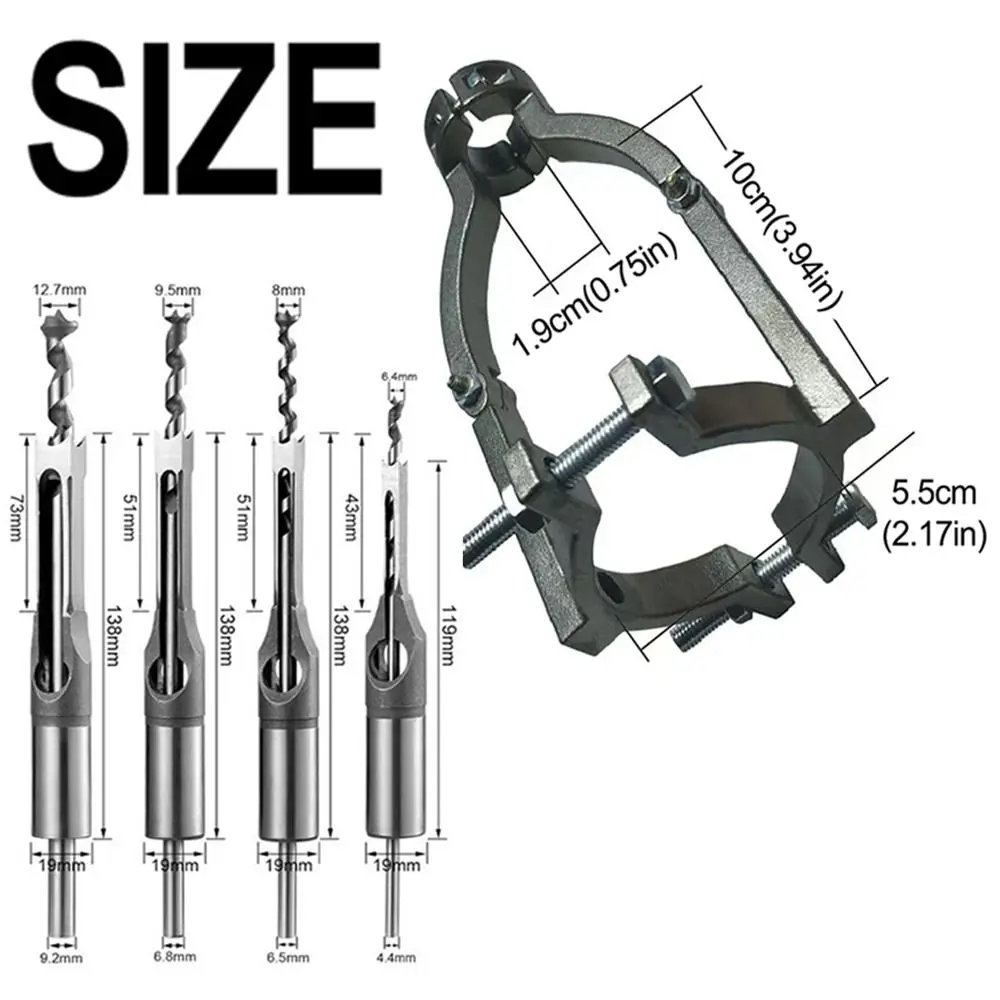 Adjustable Clamp Square Hole Drill Fixed Bracket Sturdy Portable Drill Bit Adapter Spare Parts Precision Mortising Attachment