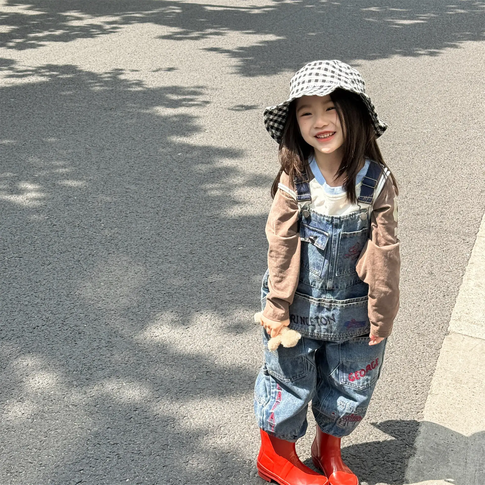 

Children Strap Pants 2025 Autumn And Winter Korean Baby Overalls Girl's Jeans Jumpsuits 1-7year Kid's Suspenders Pants