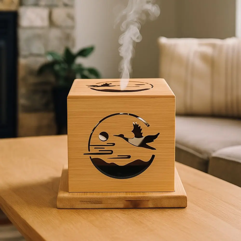 

Bamboo Incense Burner Anti-Scald with Cover Sage Incense Box Hollow Out Sandalwood Incense Base Plate Office