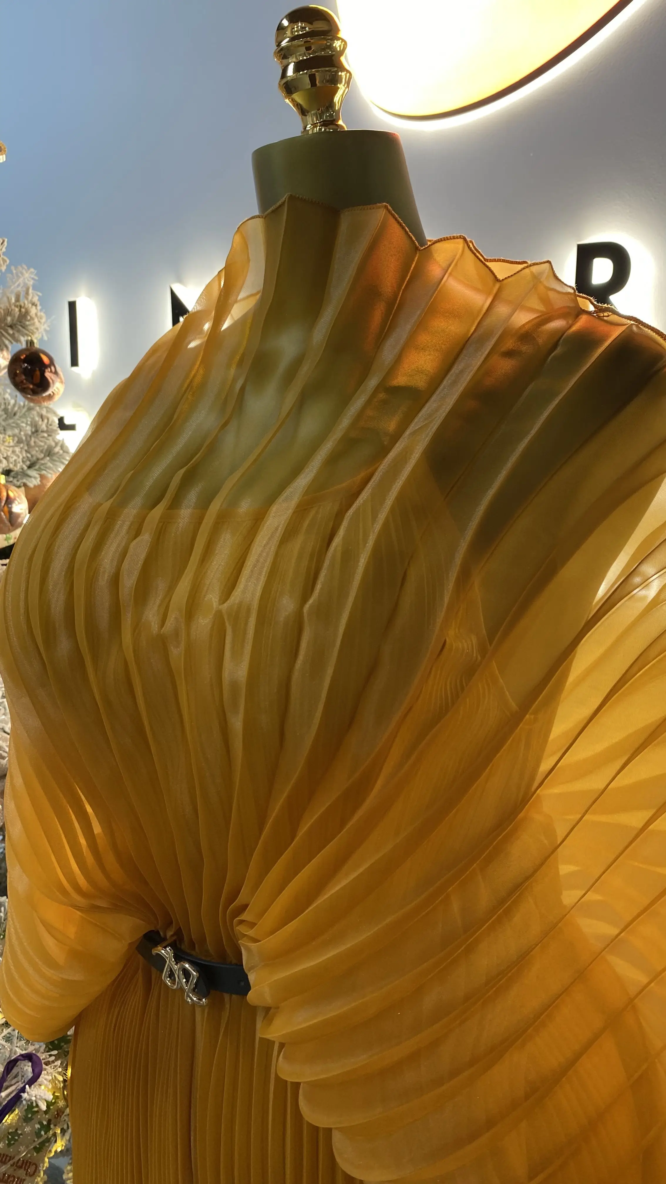 أحدث مبيعات المصنع غير الرسمية المباشرة أنيقة مزاجه موضة بلون كبير حجم مطوي المرأة تنورة ماكسي للحفلات-GZXX009 #5