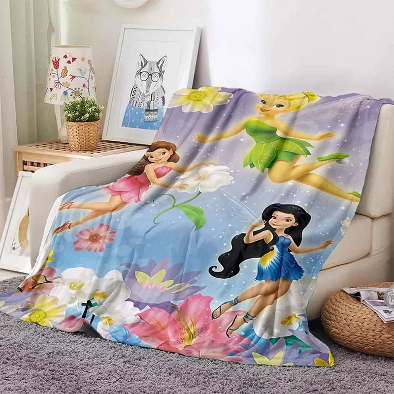 Tinkerbell Warm Soft  Blanket Fluffy Children and Adults Sofa Plush Bedspread Throw Cartoon Blanket for Sofa Bed