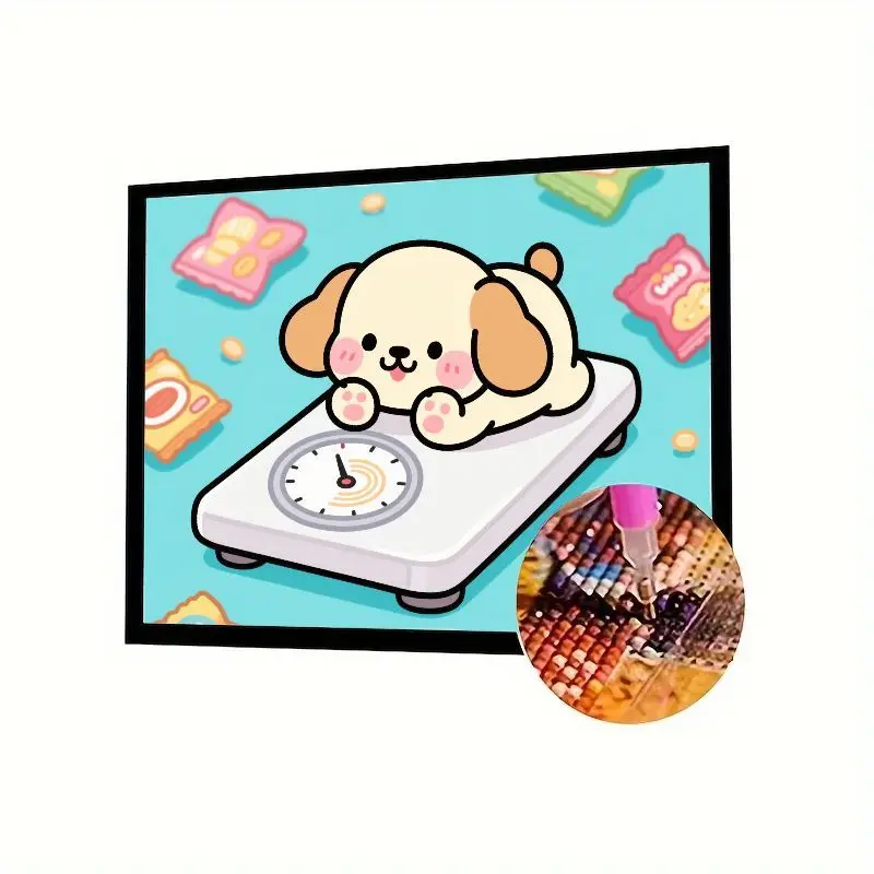 

1 шт. милый мультяшный щенок на весами 5D набор для алмазной живописи, полная дрель DIY Rhinestone Art Craft, Kawaii Sweet Dog с закусом