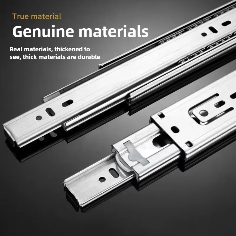 10'-22' 45mm Wide Stainless Steel Three-section Soft Close Drawer Slides Cabinet Furniture Hardware