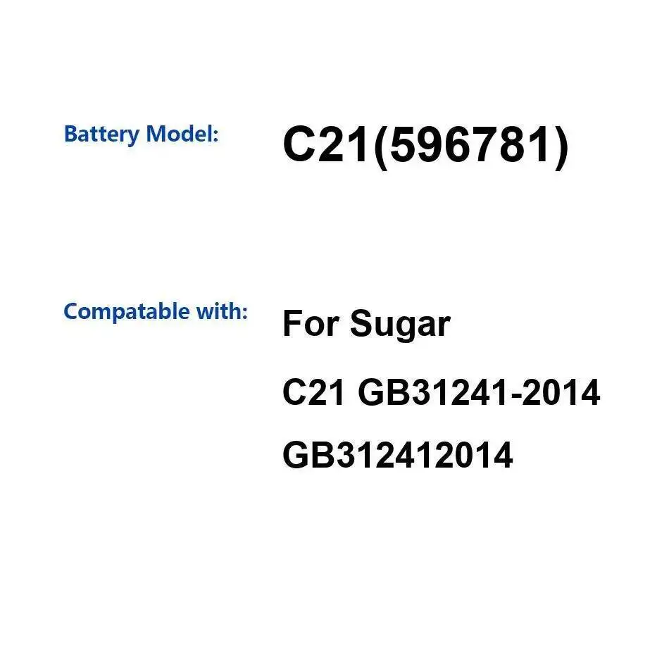 

Lightweight For Sugar C21 GB31241-2014 596781 6000Mah Mobile Phone Battery