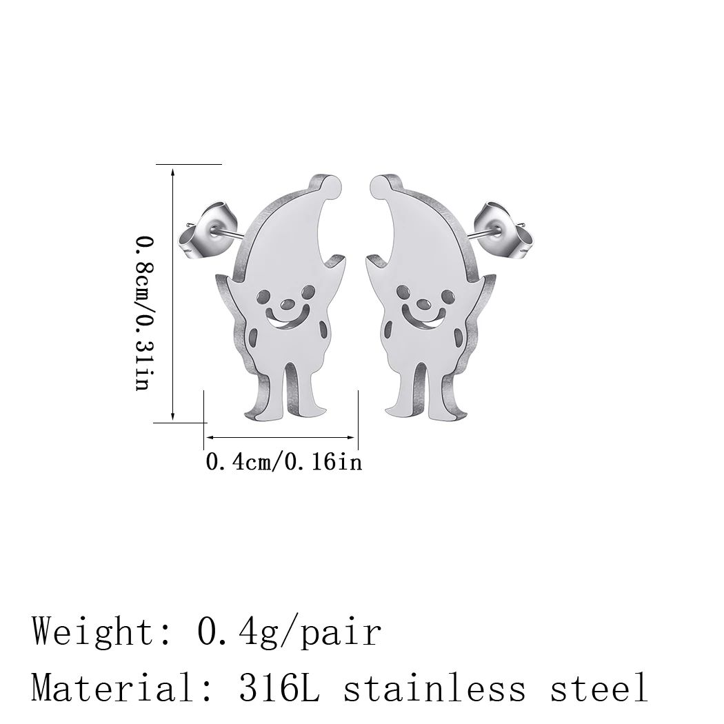 QIAMNI 스테인레스 스틸 귀여운 만화 산타클로스, 크리스마스 엘프 스터드 귀걸이, 여아 선물, 크리스마스 휴일 파티 쥬얼리