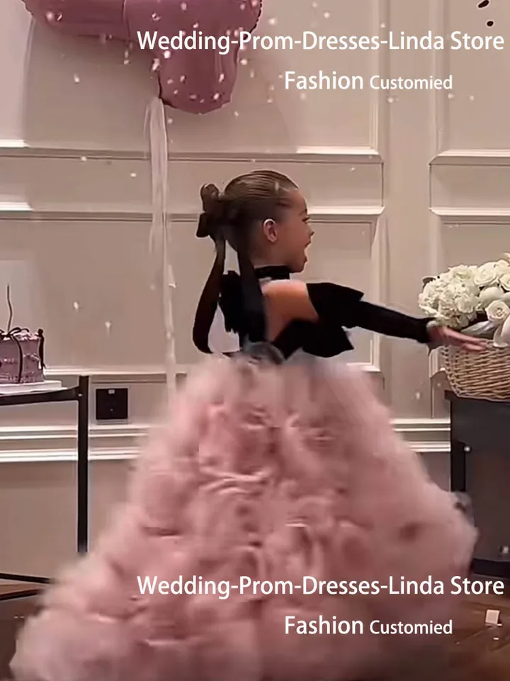 pink and black tulle dress Plus Size Gothic Wedding Dress in Blush Pink and Black color Size 2 / Pink