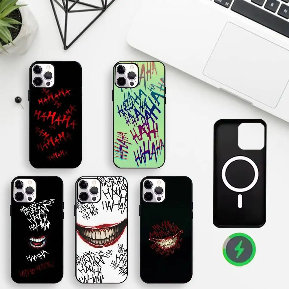 

Crazy Joker Smile Grotesque Phone Case For iPhone17,16,15,14,13,12,11 Max Black Wireless Charging Protecitve Cover