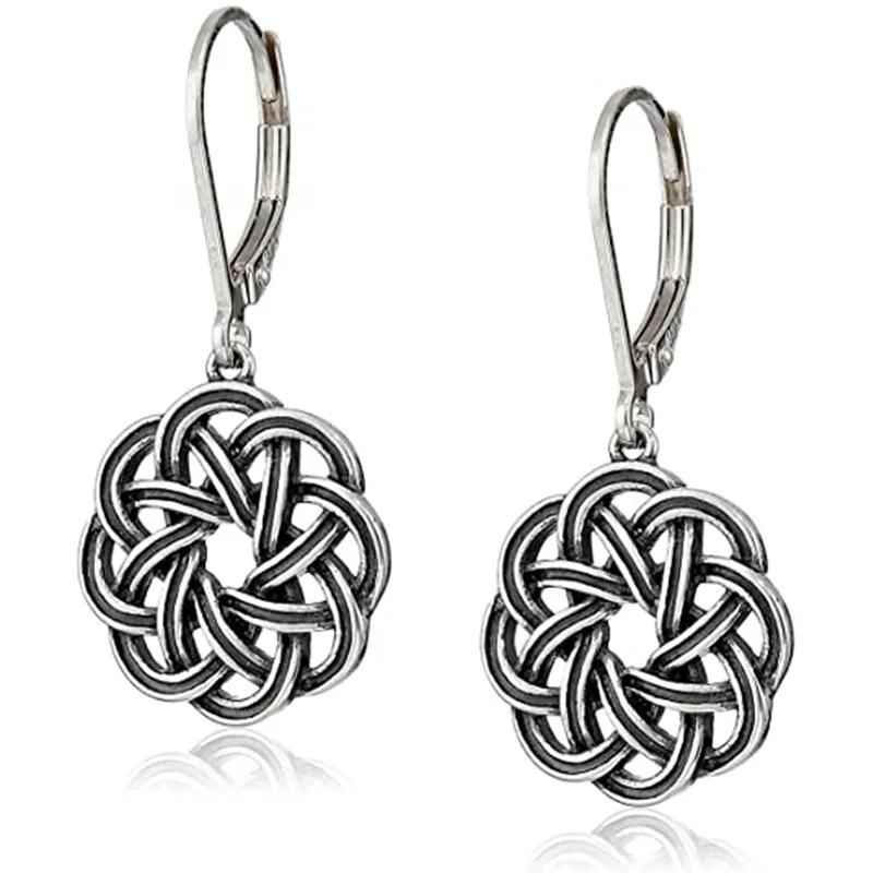 Huitan Celtic Knot Earrings for Women Ancient Silver Color 2023 New Lady Ear Piercing Earrings Minimalist Gift Statement Jewelry