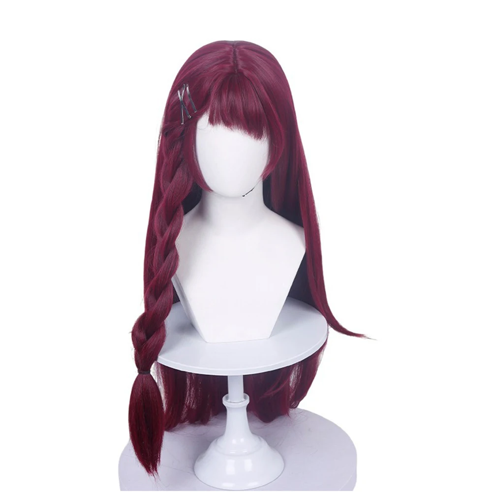Picture 7: High Quality Anime Cosplay Wig 85cm Long Pre Braided Wine Red Wig for Women Daily Cosplay Wigs Heat Resistant Synthetic Wig
