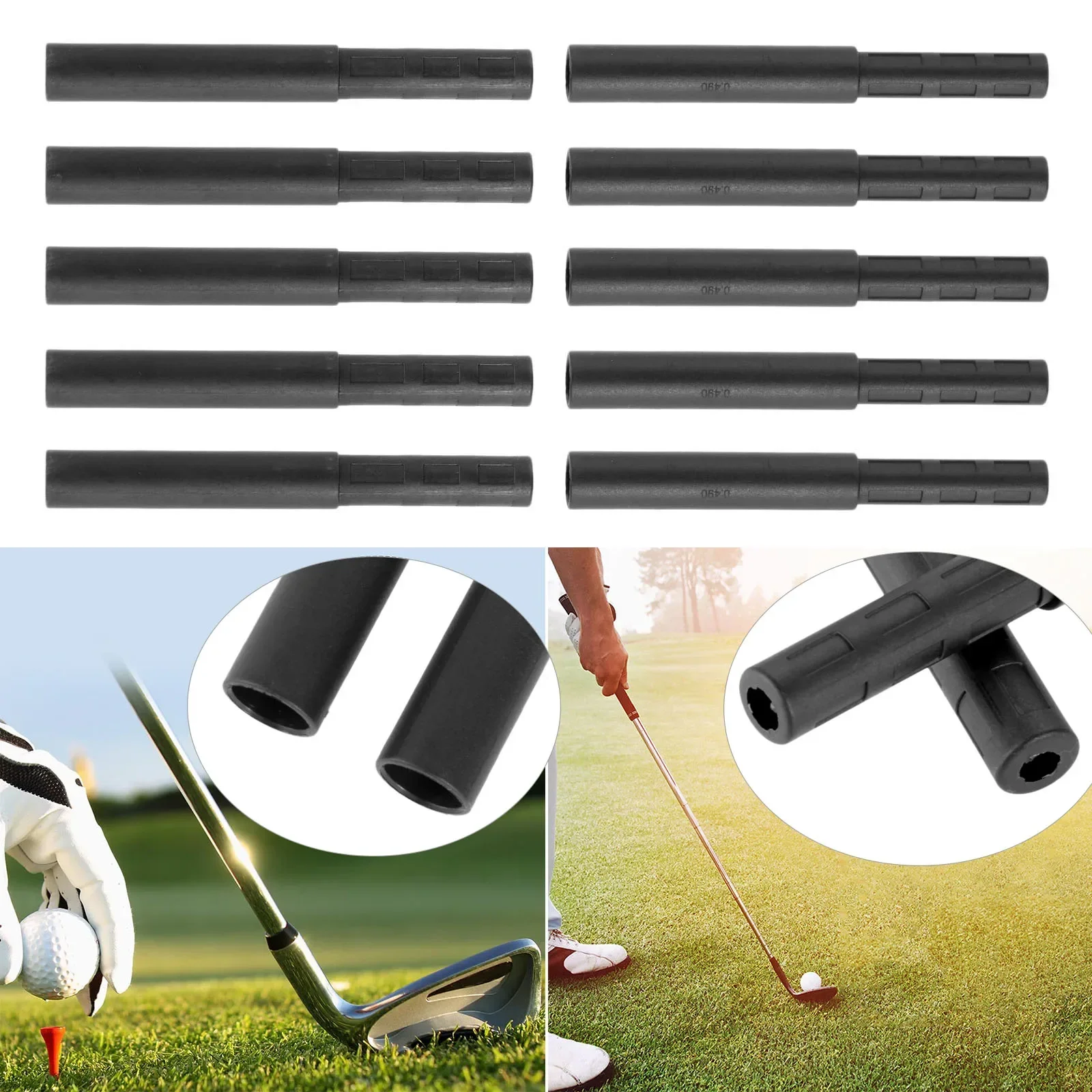 5 adet Siyah Golf Kulübü Karbon Fiber Uzatma Çubukları Kiti Popo Genişletici Sopa Demir/Grafit Mil Atıcı Golf Aksesuarları 125mm