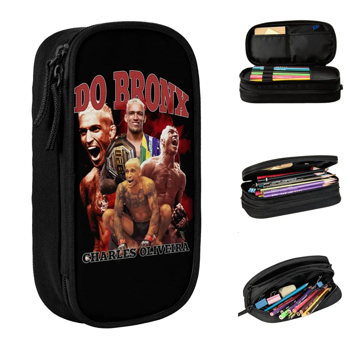 Fashion Charles Oliveira Do Bronx Boxing Pencil Case Pencil Box Pen for Student Large Storage Bags School Supplies Gifts