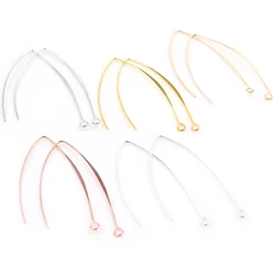20pcs Gold Rhodium Copper 28 55mm French V-shaped Earring Hooks Findings Ear Hook Wire Settings Base Settings For Jewelry Making